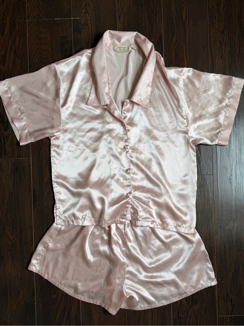 Vintage Victorias Secret Gold Label Pajama Set Satin Shorts